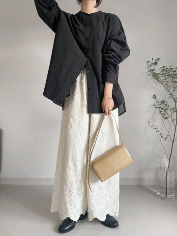 FRIFUL Women's Casual Mesh Patchwork Loose Fit Blouse For Autumn FRIFUL Women's Casual Mesh Patchwork Loose Fit Blouse For Autumn