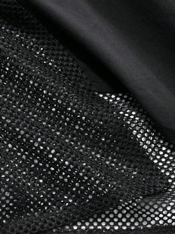 FRIFUL Women's Casual Mesh Patchwork Loose Fit Blouse For Autumn FRIFUL Women's Casual Mesh Patchwork Loose Fit Blouse For Autumn