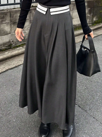 FRIFUL Women's Color Block Ruched Waist Maxi Casual/Work Skirt FRIFUL Women's Color Block Ruched Waist Maxi Casual/Work Skirt