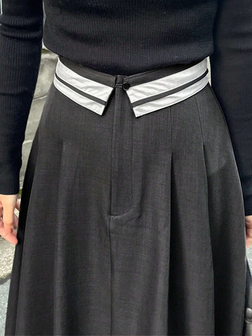 FRIFUL Women's Color Block Ruched Waist Maxi Casual/Work Skirt FRIFUL Women's Color Block Ruched Waist Maxi Casual/Work Skirt
