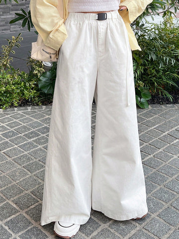 FRIFUL Women's Elastic Waist Pocket Wide Leg Loose Casual Pants FRIFUL Women's Elastic Waist Pocket Wide Leg Loose Casual Pants