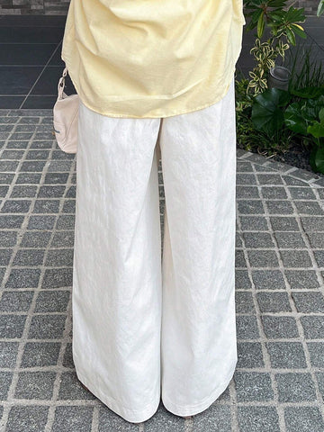 FRIFUL Women's Elastic Waist Pocket Wide Leg Loose Casual Pants FRIFUL Women's Elastic Waist Pocket Wide Leg Loose Casual Pants
