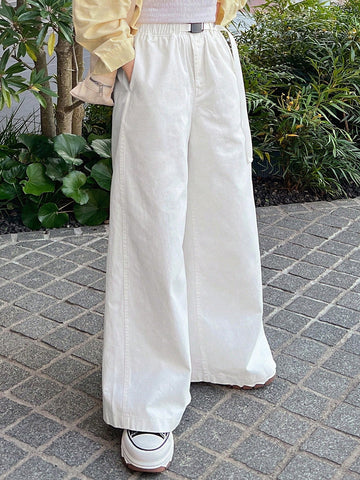 FRIFUL Women's Elastic Waist Pocket Wide Leg Loose Casual Pants FRIFUL Women's Elastic Waist Pocket Wide Leg Loose Casual Pants