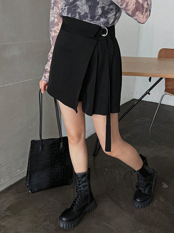 FRIFUL Women's Fashionable Simple A-Line Solid Color Versatile Shorts FRIFUL Women's Fashionable Simple A-Line Solid Color Versatile Shorts