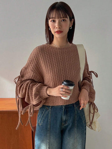 Women's Lace-up Long Sleeve T-shirt Women's Lace-up Long Sleeve T-shirt