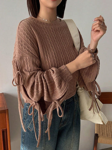 Women's Lace-up Long Sleeve T-shirt Women's Lace-up Long Sleeve T-shirt