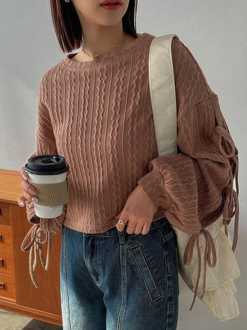 Women's Lace-up Long Sleeve T-shirt Women's Lace-up Long Sleeve T-shirt