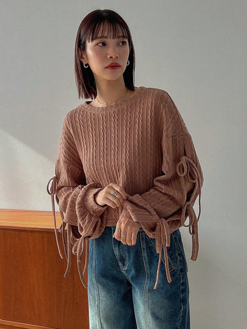 Women's Lace-up Long Sleeve T-shirt Women's Lace-up Long Sleeve T-shirt