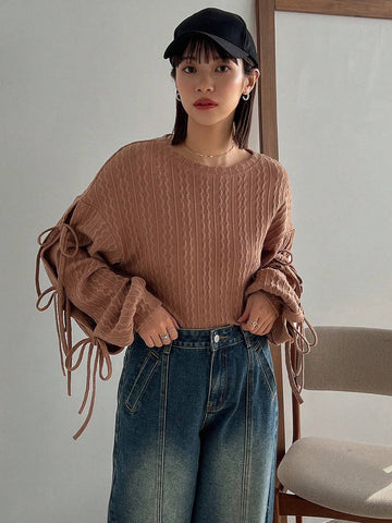 Women's Lace-up Long Sleeve T-shirt Women's Lace-up Long Sleeve T-shirt
