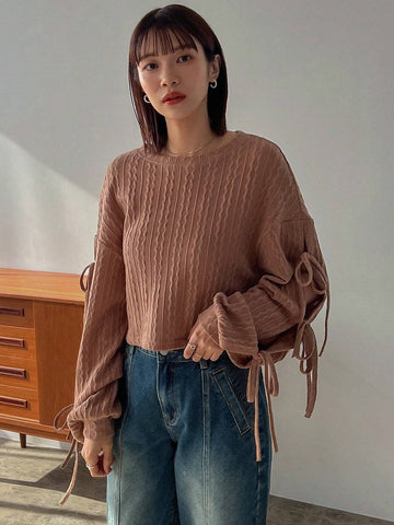 Women's Lace-up Long Sleeve T-shirt Women's Lace-up Long Sleeve T-shirt