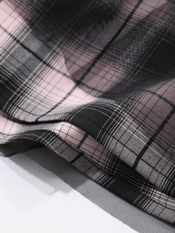 FRIFUL Women's Mesh Patchwork Minimalist A-Line Skirt, Casual Daily Wear FRIFUL Women's Mesh Patchwork Minimalist A-Line Skirt, Casual Daily Wear
