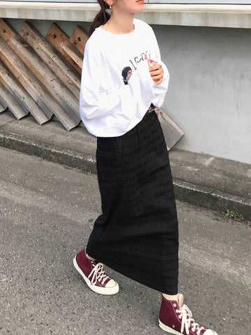 FRIFUL Women's Solid Color Elastic Waist Maxi A-Line Skirt FRIFUL Women's Solid Color Elastic Waist Maxi A-Line Skirt