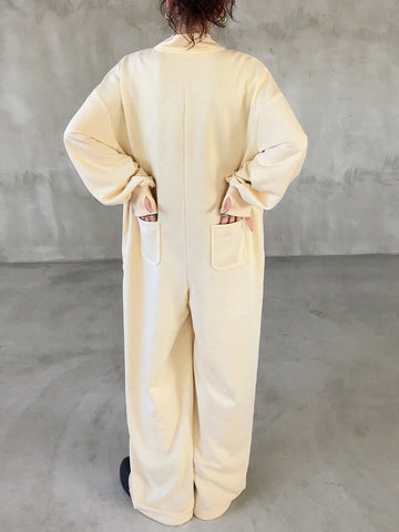FRIFUL Women's Solid Color Front Zip Up Long Sleeve Casual Jumpsuit Romper FRIFUL Women's Solid Color Front Zip Up Long Sleeve Casual Jumpsuit Romper