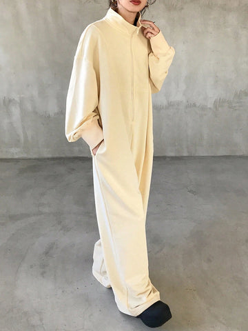 FRIFUL Women's Solid Color Front Zip Up Long Sleeve Casual Jumpsuit Romper FRIFUL Women's Solid Color Front Zip Up Long Sleeve Casual Jumpsuit Romper