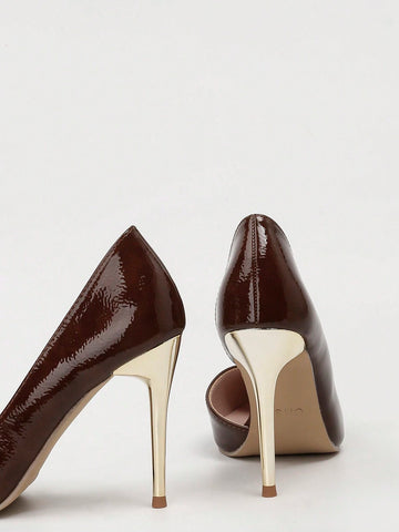 Fashionable Minimalist Thin Stiletto Ultra High Heel Pointed Toe Sexy Side Hollow Women Fashionable Minimalist Thin Stiletto Ultra High Heel Pointed Toe Sexy Side Hollow Women