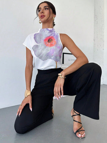 Women's Positioned Floral Printed Elegant Vacation Shirt Women's Positioned Floral Printed Elegant Vacation Shirt
