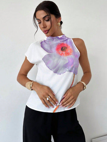 Women's Positioned Floral Printed Elegant Vacation Shirt Women's Positioned Floral Printed Elegant Vacation Shirt