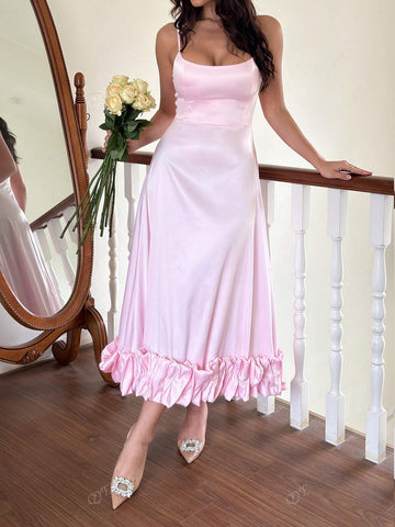 Floral Bud Big Swing Spaghetti Strap Bridesmaid Dress Floral Bud Big Swing Spaghetti Strap Bridesmaid Dress