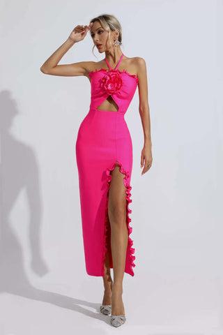 Francesca Rose Red Floral Ruched Maxi Dress Francesca Rose Red Floral Ruched Maxi Dress