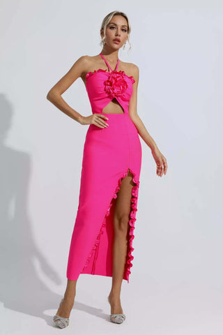 Francesca Rose Red Floral Ruched Maxi Dress Francesca Rose Red Floral Ruched Maxi Dress