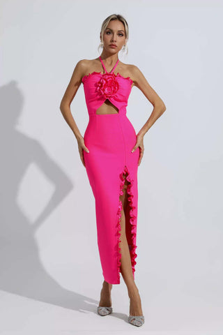 Francesca Rose Red Floral Ruched Maxi Dress Francesca Rose Red Floral Ruched Maxi Dress