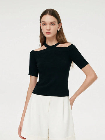 Off-Shoulder Women Knit Top,Halter Neck Knit Top,Elegant Black Off-Shoulder Top Off-Shoulder Women Knit Top,Halter Neck Knit Top,Elegant Black Off-Shoulder Top