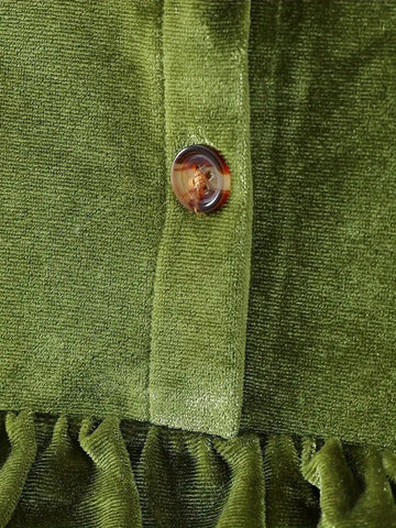 Girl Elegant Velvet Long Sleeve Dress With Lettuce Trim, Perfect For Holiday & Spring/Fall Occasions Girl Elegant Velvet Long Sleeve Dress With Lettuce Trim, Perfect For Holiday & Spring/Fall Occasions