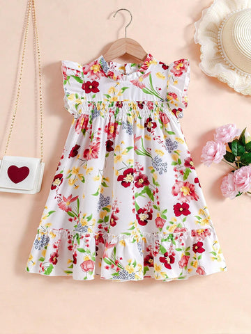 Girl Floral Dress Summer New Children Clothing Chic Baby Girl Flying Sleeve Summer Cool Dress Thin Girl Floral Dress Summer New Children Clothing Chic Baby Girl Flying Sleeve Summer Cool Dress Thin