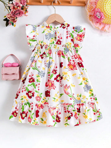 Girl Floral Dress Summer New Children Clothing Chic Baby Girl Flying Sleeve Summer Cool Dress Thin Girl Floral Dress Summer New Children Clothing Chic Baby Girl Flying Sleeve Summer Cool Dress Thin