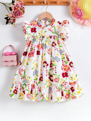 Girl Floral Dress Summer New Children Clothing Chic Baby Girl Flying Sleeve Summer Cool Dress Thin Girl Floral Dress Summer New Children Clothing Chic Baby Girl Flying Sleeve Summer Cool Dress Thin