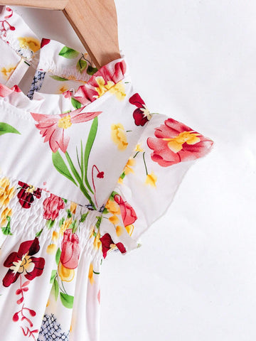 Girl Floral Dress Summer New Children Clothing Chic Baby Girl Flying Sleeve Summer Cool Dress Thin Girl Floral Dress Summer New Children Clothing Chic Baby Girl Flying Sleeve Summer Cool Dress Thin