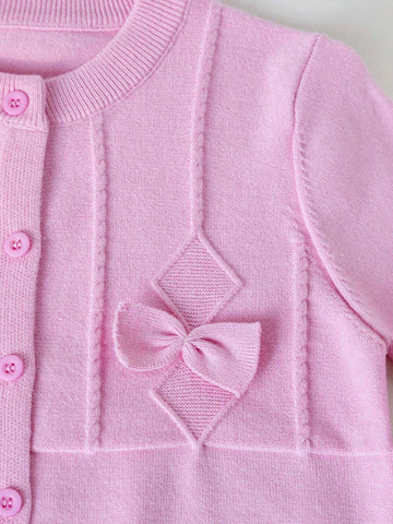 Girls/Young Girl' Elegant Bow Accent Cardigan, Suitable For Casual, Vacation, Spring/Autumn/Winter Girls/Young Girl' Elegant Bow Accent Cardigan, Suitable For Casual, Vacation, Spring/Autumn/Winter