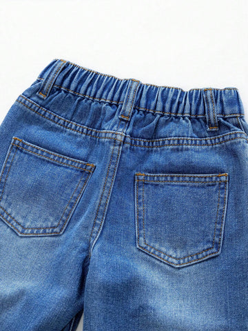 Girls" Casual Fashionable Two-Tone Wide Leg Denim Pants Girls" Casual Fashionable Two-Tone Wide Leg Denim Pants