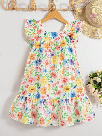 Girls' Colorful Floral Dress Girls' Colorful Floral Dress