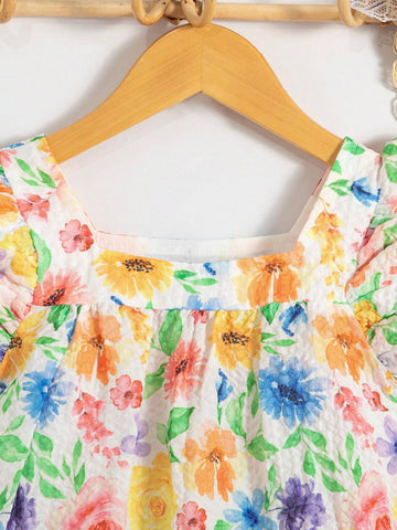 Girls' Colorful Floral Dress Girls' Colorful Floral Dress