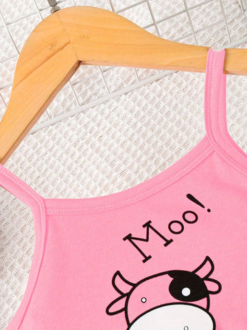 Girls Cute Farm Cow Print Cami Dress For Party Vacation, Comfy Casual Dresses For Kids Gift Girls Cute Farm Cow Print Cami Dress For Party Vacation, Comfy Casual Dresses For Kids Gift