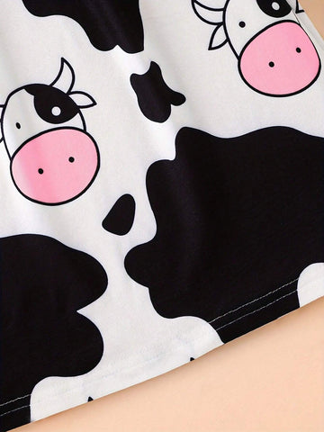 Girls Cute Farm Cow Print Cami Dress For Party Vacation, Comfy Casual Dresses For Kids Gift Girls Cute Farm Cow Print Cami Dress For Party Vacation, Comfy Casual Dresses For Kids Gift
