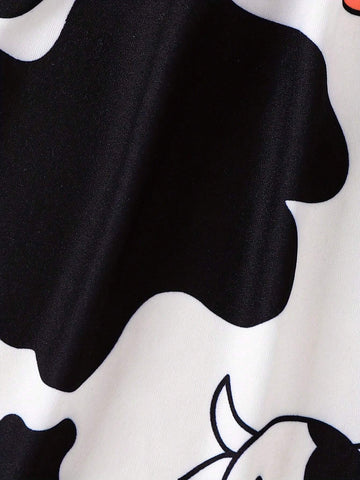 Girls Cute Farm Cow Print Cami Dress For Party Vacation, Comfy Casual Dresses For Kids Gift Girls Cute Farm Cow Print Cami Dress For Party Vacation, Comfy Casual Dresses For Kids Gift