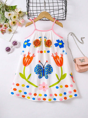 Girls Dress, Casual Vacation Active Colorful Geometric Pattern Printed Sleeveless Sundress, Loose Beach Dress Suitable For Vacation, Spring/Summer Girls Dress, Casual Vacation Active Colorful Geometric Pattern Printed Sleeveless Sundress, Loose Beach Dress Suitable For Vacation, Spring/Summer