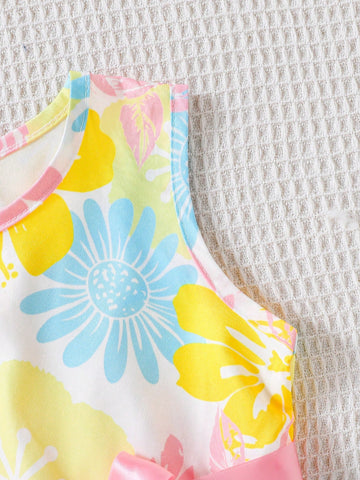 Girls Dress Watermelon Banana & Flower Pattern Beach Vacation Slip Dress For Summer Girls Dress Watermelon Banana & Flower Pattern Beach Vacation Slip Dress For Summer