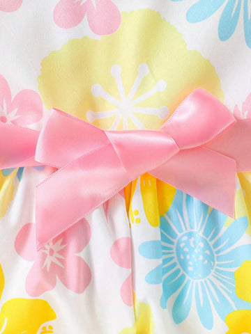 Girls Dress Watermelon Banana & Flower Pattern Beach Vacation Slip Dress For Summer Girls Dress Watermelon Banana & Flower Pattern Beach Vacation Slip Dress For Summer
