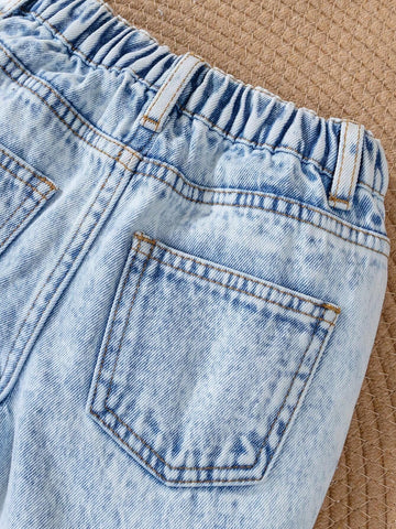 Girls' (Little) New Casual Fashion Light Blue Washed Soft Denim Straight Leg Jeans Girls' (Little) New Casual Fashion Light Blue Washed Soft Denim Straight Leg Jeans