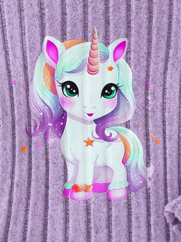 Girls' Long Sleeve Hooded Ribbed Ribbed Unicorn Pattern Casual Dress, Suitable For Travel & Vacation, Autumn/Winter Girls' Long Sleeve Hooded Ribbed Ribbed Unicorn Pattern Casual Dress, Suitable For Travel & Vacation, Autumn/Winter