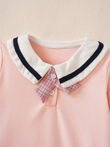Girls Long Sleeve Sweet Preppy Style Pleated Dress Girls Long Sleeve Sweet Preppy Style Pleated Dress