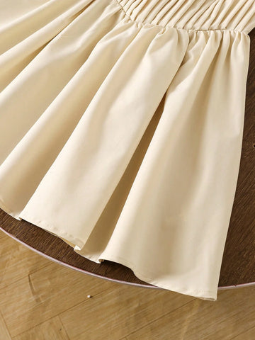 Girls' Minimalist Casual Fashion Versatile Pleated Sleeveless Dress Girls' Minimalist Casual Fashion Versatile Pleated Sleeveless Dress