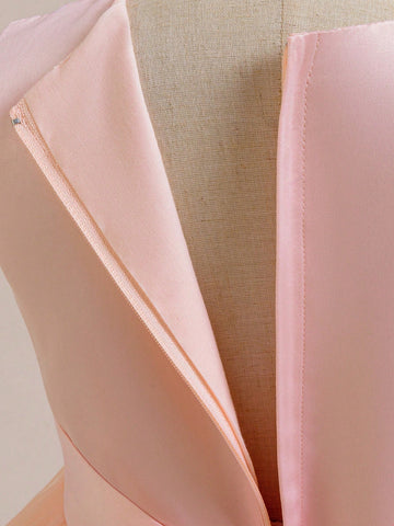 Girls' Sleeveless Beaded Embroidered Flower Decor Party Dress, Flower Girl/Performance Dress Girls' Sleeveless Beaded Embroidered Flower Decor Party Dress, Flower Girl/Performance Dress