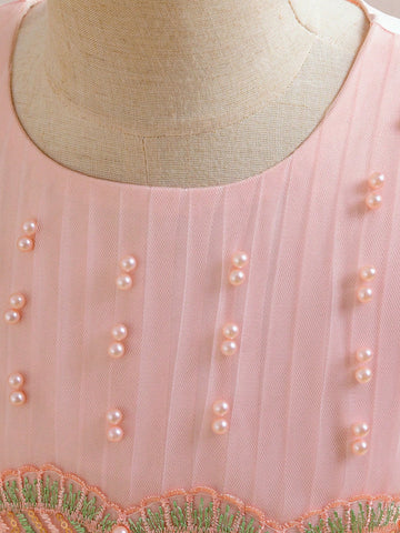 Girls' Sleeveless Beaded Embroidered Flower Decor Party Dress, Flower Girl/Performance Dress Girls' Sleeveless Beaded Embroidered Flower Decor Party Dress, Flower Girl/Performance Dress