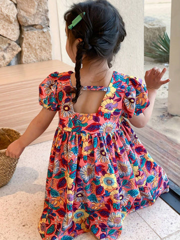 Girls" Summer Dress, Children Clothing Summer Style, Fashionable And Elegant, Hollowed Out Back Princess Dress, Chic Flower Skirt Girls" Summer Dress, Children Clothing Summer Style, Fashionable And Elegant, Hollowed Out Back Princess Dress, Chic Flower Skirt