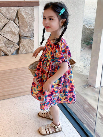 Girls" Summer Dress, Children Clothing Summer Style, Fashionable And Elegant, Hollowed Out Back Princess Dress, Chic Flower Skirt Girls" Summer Dress, Children Clothing Summer Style, Fashionable And Elegant, Hollowed Out Back Princess Dress, Chic Flower Skirt