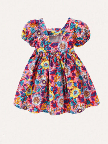 Girls" Summer Dress, Children Clothing Summer Style, Fashionable And Elegant, Hollowed Out Back Princess Dress, Chic Flower Skirt Girls" Summer Dress, Children Clothing Summer Style, Fashionable And Elegant, Hollowed Out Back Princess Dress, Chic Flower Skirt